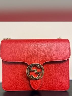 Gucci Red Interlocking GG
Crossbody Handbag with COA